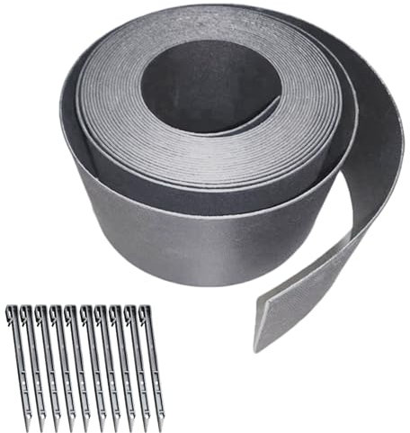 Bordure de Jardin Flexible 10m, Hauteur 12cm Bordure Jardin Exterieur avec 6 Piquets, Bordure Jardin Plastique, Bordurette de Jardin Flexible, Bordure de Tonte Bordure de lit Palissade (Grey)