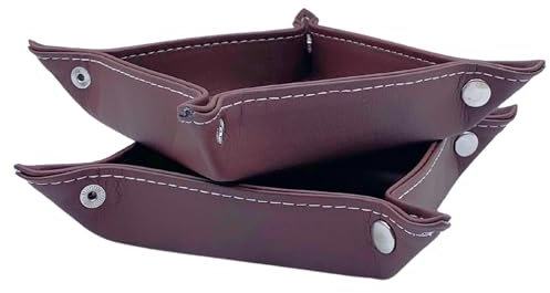 Diko.style® Set 2 Vassoi 24cm Svuotatasche da Ingresso in Pelle PU | Corridoio, Camera da Letto e Scrivania | Vassoio per Gioielli | Marrone | Vassoio Organizzatore
