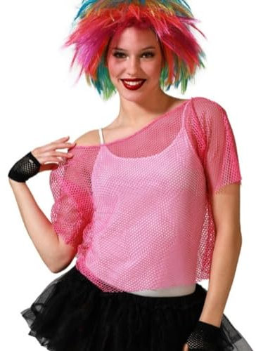 BigBuy Fashion Camiseta de Manga Corta Mujer Rejilla Rosa