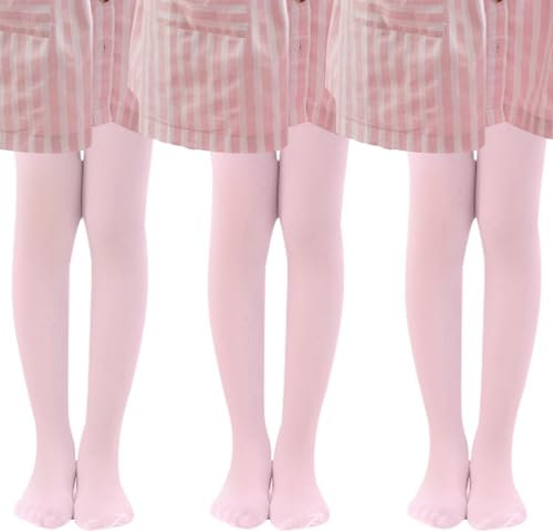 MK MATT KEELY 3 Paires Collant Fille 20 DEN Transparents Plaine Collants Fin Enfants pour Fête Ballet Danse Uniforme,Rose,10-12 Ans