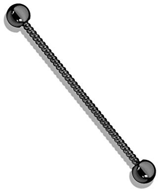 beyoutifulthings Industrial-Piercing gedrehtes Seil 5 Farben Industrial-Barbell Industrial-Bar Chirurgenstahl Stab-länge 38-mm