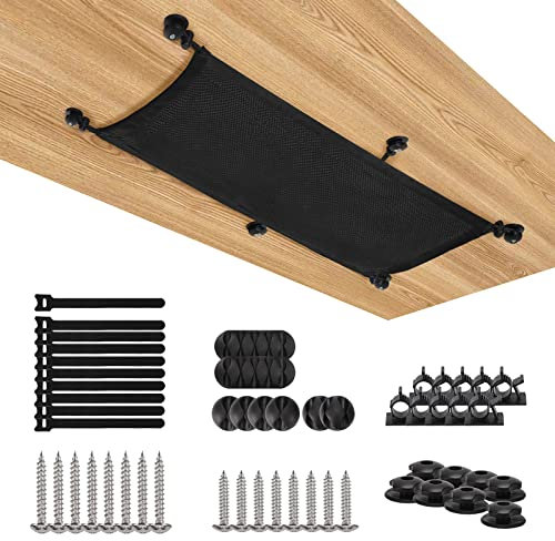 WurdeWindig Schreibtisch aus Kabelnetz für das Kabelmanagement, Schreibtisch-Netz für Kabelkanal, flexible Kabelabdeckung für Kabelorganisation, für Schreibtisch, Schwarz, 95 x 24 cm.