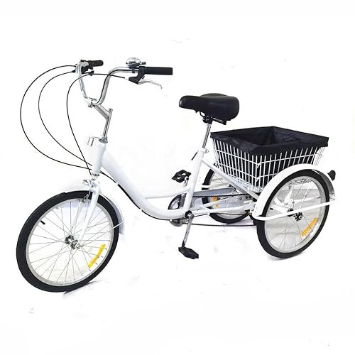 Caskunbsy 20 Dreirad für Erwachsene 3 Räder Fahrrad Erwachsene 8-Gang-Lastenrad Dreirädriges Fahrrad mit Einkaufskorb,Fahrräder für Erwachsene und Senioren