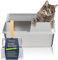Katzenklo Edelstahl XXL, Stainless Steel Litter Box, Katzentoilette offene mit Metall Schaufel, Cat Litter Box hohem Rand, Katzentoilette Edelstahl, Katzenklo groß leicht zu reinigen-Grau Kratzfest