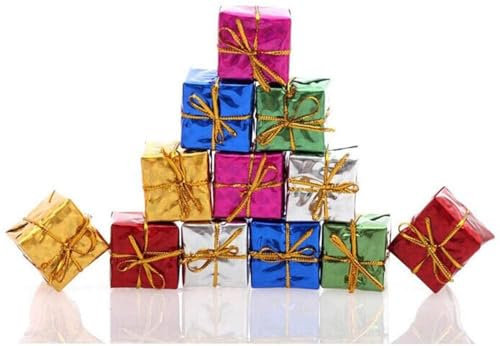 24 Piezas Decoración de árboles de Navidad Caja de Regalo Colgante Conjunto de Pequeñas Cajas de Regalo 3cm
