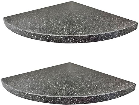 ALEDA STONE , 2 étagères d'angle en marbre Silk BUVEX MAT 22,9 cm avec kit de montage à compartiment avec silicone anti-moisissure