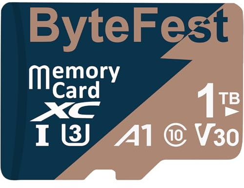 ByteFest Carte Mémoire MicroSD 1To avec Adaptateurs, UHS-I U3 C10 V30 4K UHD, TF Card pour Caméras d'action Drone Consoles de Jeux