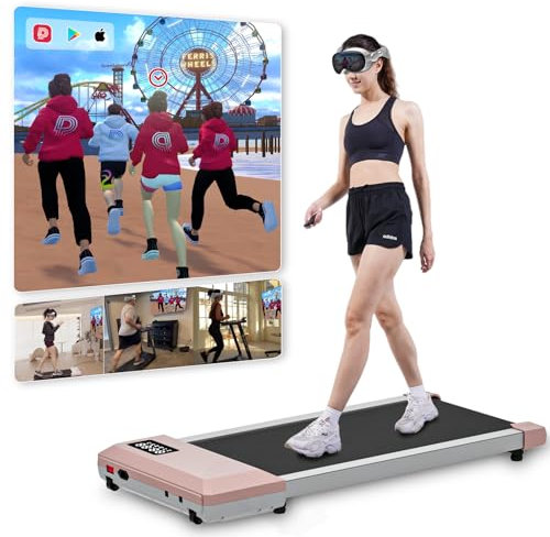 DeerRun Raceable Tapis de Marche Convient aux Appareils de Haute-Technologie, Tapis de Course Contrôle APP, Tapis Roulant avec Courses Multi-Coureurs, Walking Pad avec Cours de Formations