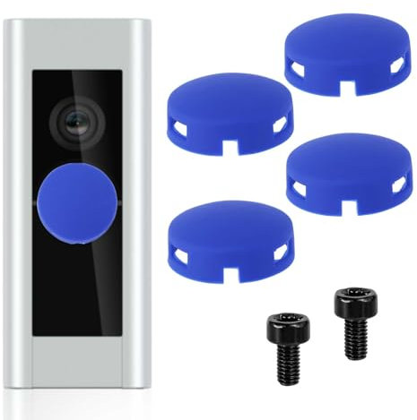 2 Sets Doorbell Button Kits, 4 Silicone Covers and 2 Metal Screws Ultraviolet Ray Resistant Waterproof Door Bell Button Replacement for Ring Doorbell Pro (Blue)