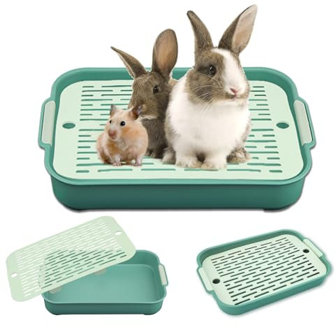 Bandeja Litiere Conejo, Animal Inodoro, 27 x 18,8 x 4 cm, bandeja de arena para conejo, bandeja de arena para animales pequeños, aseo para uso en jaula, bandeja con rejilla para hámster