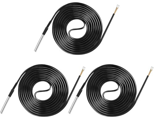 COVY 3PCS Digital Temperatursensor Chip, Edelstahl-Sonde, genaue Ablesung, messen Temperatur -55°C bis +125°C für Temp Monitor