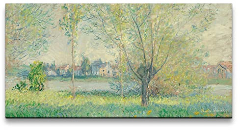 Paul Sinus Claude Monet Dorfansicht im Frühling Wandbild 120x60cm auf Leinwand