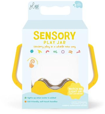 Glo Pals, Tarro para rellenos sensoriales, juego para niños a partir de 18 meses, ayuda al desarrollo sensorial y cognitivo, amarillo, 10 x 8 cm