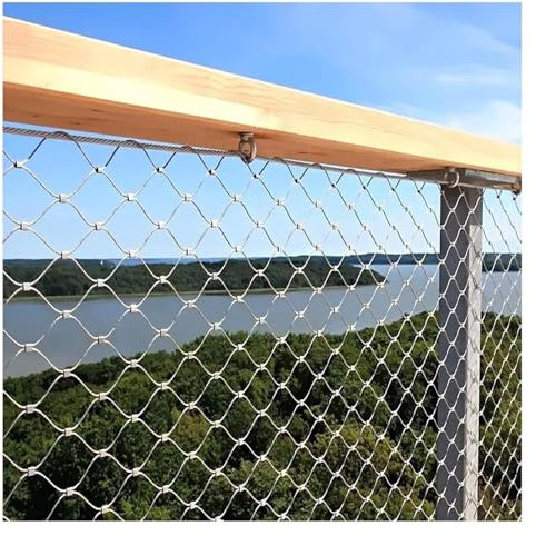 VXHCS 304 Edelstahl-Seilnetz, 8cm/1,5mm Flexibles Seil-Geländer-Netz, für Fußballplatz Zoo-Balkon, Anpassbar (0.8x2m)