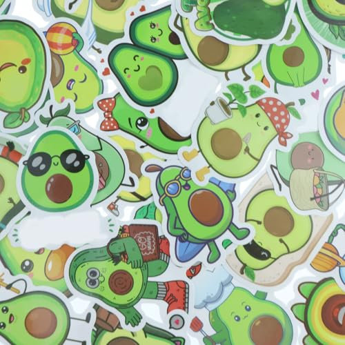50 Stück Avocado Aufkleber, Niedliche Obst Sticker, Vinyl Wasserdicht Aesthetic Aufkleber für Auto, Laptop, Telefon, Gitarre, Skateboard, Motorrad, Fahrrad
