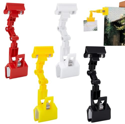 AHANDMAKER 4Pcs Adjustable Document Holder, 4 Colors Flexible Rotatable Paper Holder for Typing, Clip On Sign for Table Top, Copy Paper Holder Clip for Computer Monitor Canvas Clamp