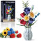 Bouquet Fiori Mattoncini con Vaso Stile Porcellana, Rose e Mughetti, Set Botanico per Adulti e Ragazze, Decorazione Casa, Regalo San Valentino, Compleanno, Natale Kit floreale