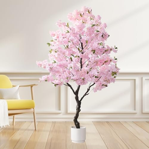 Plantas Artificiales Decorativas Cerezos Artificiales, Planta en Maceta con Flores Artificiales para El Hogar, Árbol de Sakura Artificial de 50 a 200 Cm De Altura, Árbol Falso Realista para Fondo de F