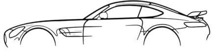 Blaucap Auto Wand Mercedes AMG GTR Silhouette, Wandkunst, Wanddeko, Wand bild, Wall-Art, Dekoration, Motorsport, Wanddekoration, Autodekorationen, Metallwandkunst