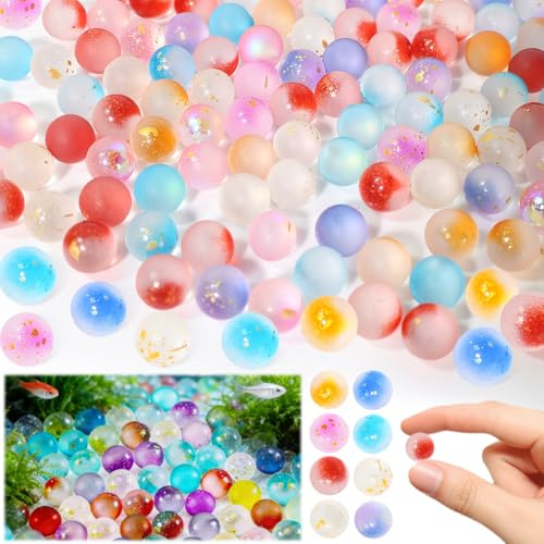 ASOUUNLD Glasmurmeln 200 Stück 10 mm Bunt in 8 Farben Dekosteine | Runde Glas Murmeln für Vase, Aquarium, Pflanzendeko, DIY Dekoration, Tischdeko und Murmelspiele, langlebig und glatt