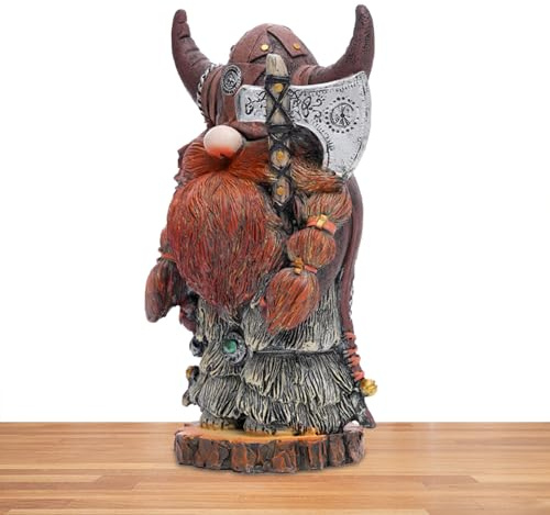 Générique Statue De GNOME Guerrier Hache - Guerriers Vikings Sculpture Naine Nordique Victor Décoration Jardin Extérieur Ornements