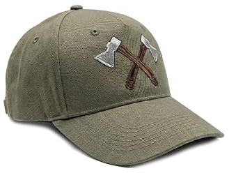 tshirtladen Casquette brodée avec motif de haches croisées pour le travail forestier, l'extérieur et le bûcheron, look vintage, design robuste pour les loisirs, le travail, la nature et le bushcraft