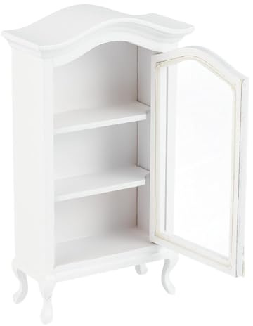 UNICRAFTALE Weiß Puppenhaus Möbel Vitrine Regal Holz Schrank Miniatur Modell Mikro Landschaft Deko Accessoires für Erwachsene Miniatur Rollenspiel Zubehör Dekoration 95x40x153mm