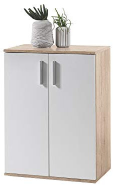 möbelando Kommode Sideboard Schrank Standschrank Mehrzweckschrank Freida I Sonoma hell/Weiß