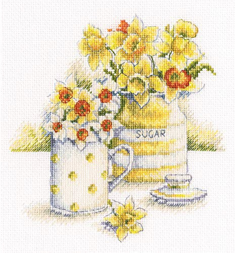 RTO Counted Cross Stitch Kit - Spring Light - Daffodils & Jonquils in a mug & jar