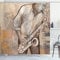 ABAKUHAUS Musik Duschvorhang, Jazz-Musiker auf Straße, Stoffliches Gewebe Badezimmerdekorationsset mit Haken, 175 x 200 cm, Brown Ecru