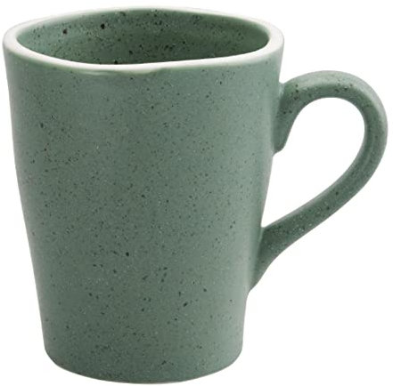 Olympia Chia Rustic Tea and Coffee Mugs Set 340 ml/12 oz (Pack of 6), Green Porcelain, Hot Chocolate Mugs, Microwave and Dishwasher Safe, Reactive Glaze, BS4034 Certified, Café and Home Use, DR805