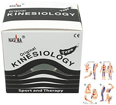 ATC Handels GmbH Original Nasara Kinesiologie Tape 5m x 5cm 6er Set inkl. Anleitung mit Klebetechniken - Kinesiotape, Sporttape, Fitnesstape, Tapes - Wasserfest & Atmungsaktiv Schwarz