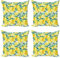 ABAKUHAUS Modern Dekokissen Kissenbezug 4er Pack, Branchen Zitrone Citrus, Modern Accent Doppelseitiger Digitaldruck, 45 x 45 cm, Grün und Gelb