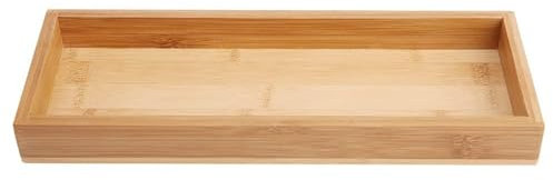 Plateau de Service en Bambou, 28 x 10.2 x 3cm Rectangulaire Bambou Plateau de Thé Ustensiles Lateau Petit Déjeuner Plateau Repas pour Servir Café Ottoman de Dîner de Petit-déjeuner de Nourriture