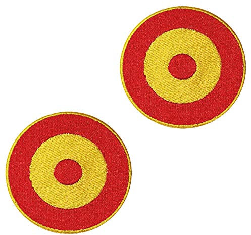 Banderas de ESPAÑA PARCHE BORDADO AUTOADHESIVO, parches termoadhesivos para todo tipo de prendas y artículos textiles, fácil de planchar y colocar, fabricado en España (2, Termoadhesivo, Circular)