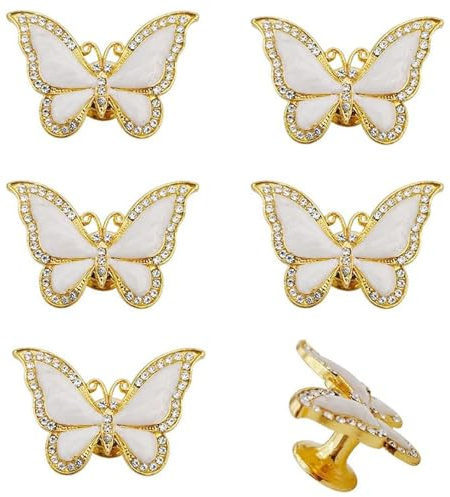 Vivicap Möbelknauf, elegant, schön, Schmetterling, Biene, Tier, dekorativer Griff, Hardware für Zuhause, Schrank, Schublade, Kommode, Badezimmer, Kleiderschrank, 6 Stück (goldfarbener Schmetterling)