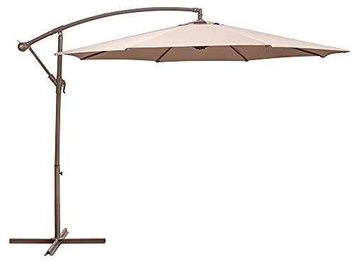 LOLAhome Parasol de jardín excéntrico Tessa apertura manivela beige de aluminio de Ø 300 cm