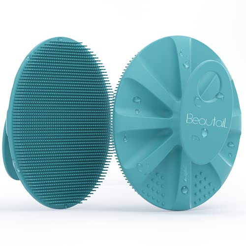 BEAUTAIL Körperbürste aus Silikon, Badebürste Dusche Duschbürste, Körper Bürsten, Peelingbürste, Weiche Borsten und Sanftes Peeling, perfekt für Frauen, Männer, Babys, Empfindliche Haut, 1 Stück, Cyan