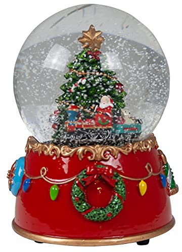 Bailkind Christmas Paradise Weihnachts-Deko Schneekugel mit Mechanischer Spieluhr Dekoration 15cm Bunt Design mit Weihnachtsbaum