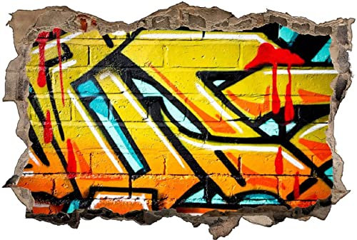 3D Wandtattoo Mauerloch Wandsticker Wandaufkleber Durchbruch selbstklebend Schlafzimmer Wohnzimmer Kinderzimmer - Graffiti,Größe 80x120cm