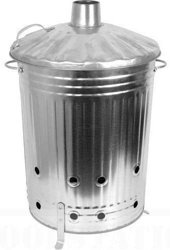 90 Litre 90L Extra Large Galvanised Metal Incinerator Recycle Garden Rubbish Fire Burning Bin Leaves Wood Burner