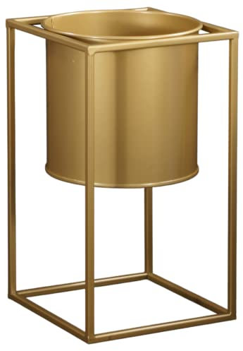 Blumenständer Plant Stand Aus Metall Mit Abnehmbarem Blumentopf Modernes Loft Industriell 40 cm (Gold)