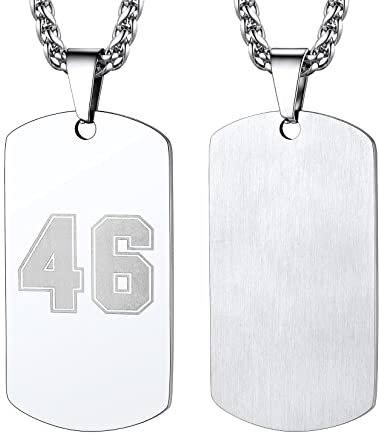 U7 Chapa Personalizable Acero Inoxidable 316L De Hombres Militares Collar Placa De Identificación Dog Tag Tono Plateado con Números Nombres Grabados Regalo Deportivo de Hijos