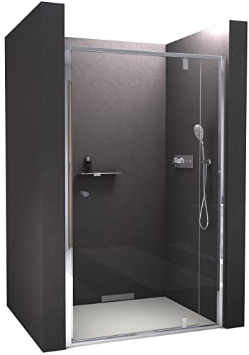 BERNSTEIN Nischendusche mit Drehtür NT606 Flex Nischendrehtür 110x195cm Duschtür mit Chrom Profilen Dusche aus 6mm ESG-Sicherheitsglas mit NANO-Beschichtung