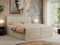 MKS MEBLE Boxspringbett 180x200 Mit Bettkasten, Matratze H4 und Topper - Polsterbett Mit Stauraum - Centos - Beige Velvet