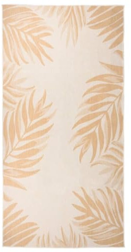 vidaXL Outdoor Teppich Flachgewebe Witterungsbeständig UV-beständig Außenteppich Balkon Terrasse Garten Swimming Pool 100x200cm Blattmuster