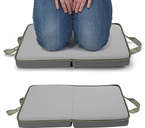 Taylor & Brown Memory Foam Kneeling Pad Pillow Cushion for Gardening, Housework and DIY - Thick Kneeling Mat Foldable, Durable and Water Resistant With Carry Handle (Grey)