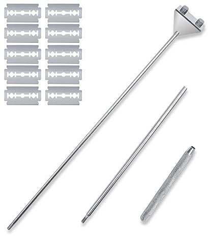 FRAKS 65 cm, ausziehbar, Edelstahl, Algenreiniger, Tank Fisch, Aquarium, Schaber, Reiniger mit 10 Klingen