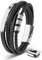 SERASAR Herren Armband 20cm Silber Männer Leder Armreif Lederband Herrenarmreif Armschmuck Schmuck Herrenschmuck Armkette Flecht Wickelarmband Armbändchen Bracelet