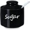 ONTUBE Ceramic Sugar Bowl with Lid and Spoon,Porcelain Sugar Pot,8oz (Black)